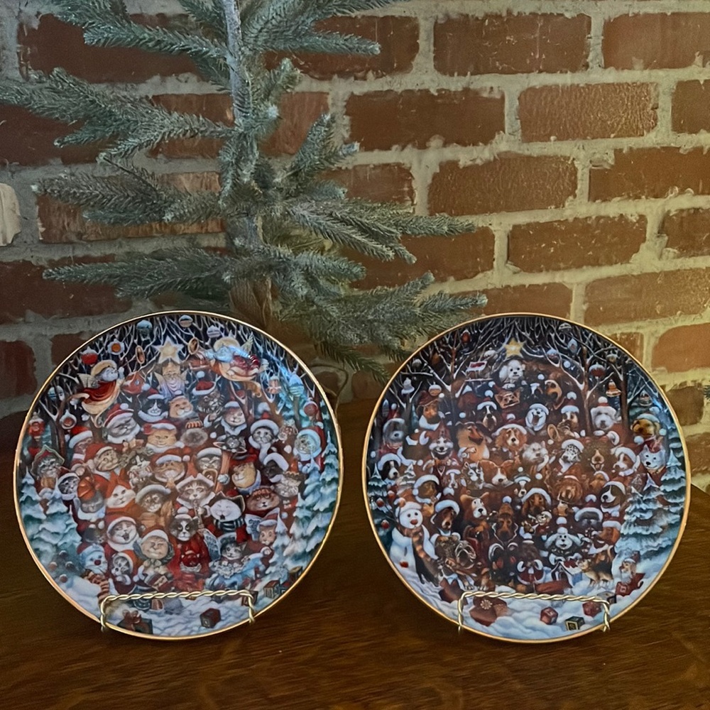 Lot of 2 Santa Paws Plates by Bill Bell Limited Edition Numbered Cat and…